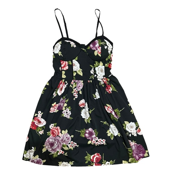 Band of Gypsies Floral Bustier Corset Spaghetti Strap Sundress Roses Black Small - Picture 10 of 11